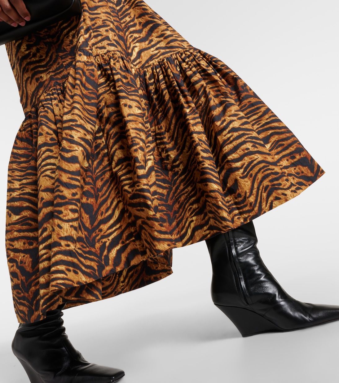 Leopard-print cotton maxi skirt | Ganni