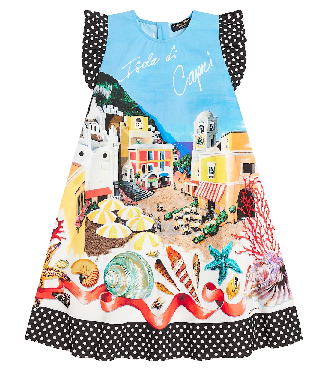 Abito Capri in cotone con stampa | Dolce&Gabbana Kids