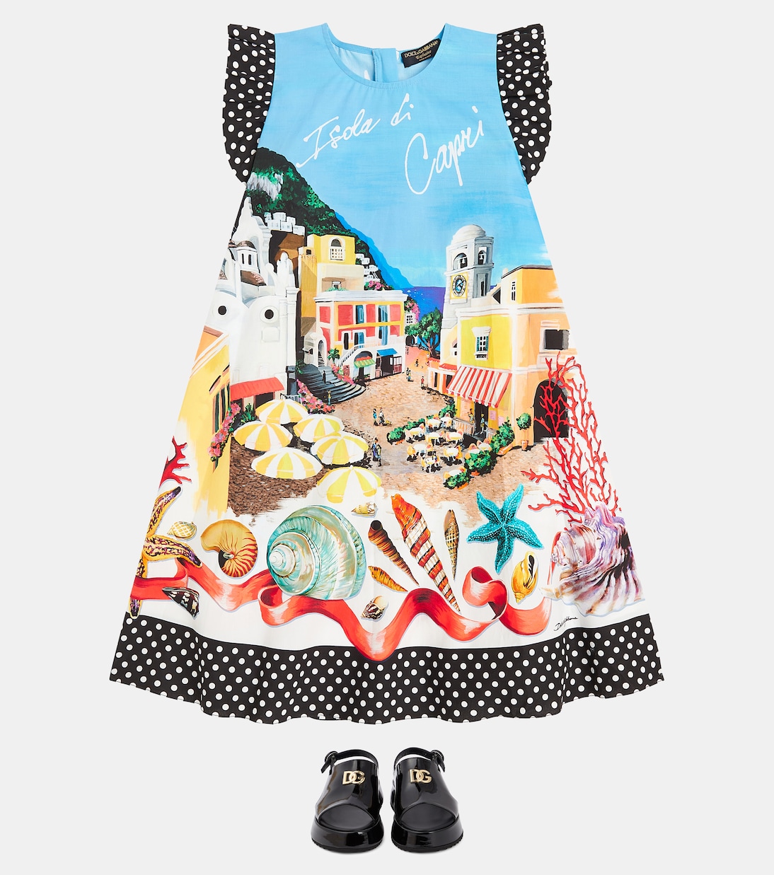 Abito Capri in cotone con stampa | Dolce&Gabbana Kids