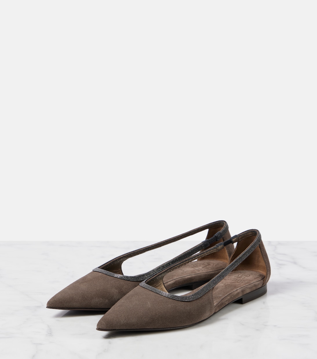 Monili suede ballet flats | Brunello Cucinelli