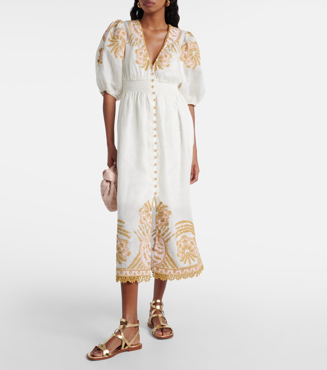 Abito midi Waverly in lino con ricamo | Zimmermann