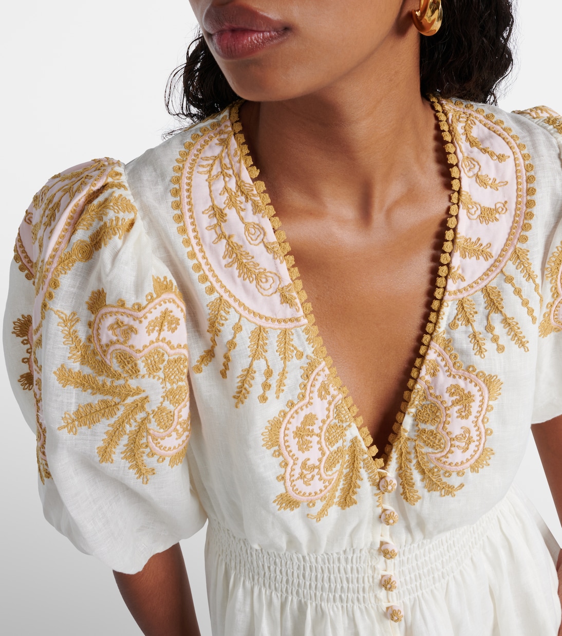 Abito midi Waverly in lino con ricamo | Zimmermann