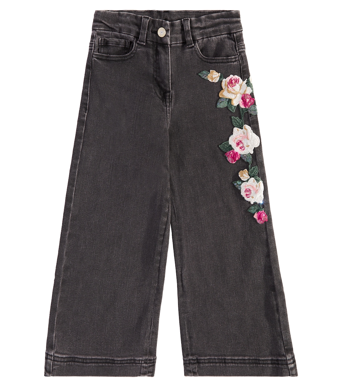 Jeans a gamba larga con applicazioni | Monnalisa