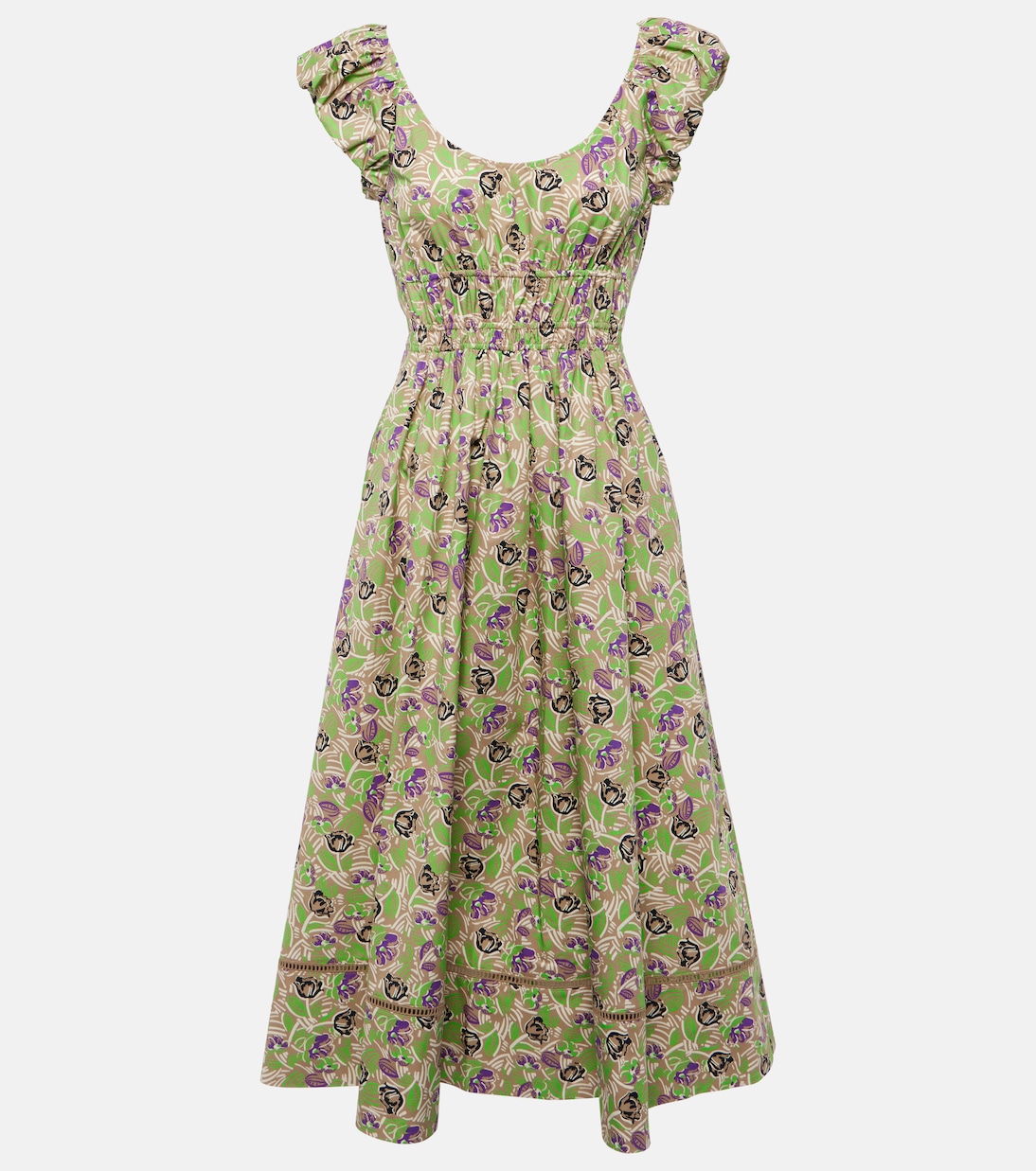 Abito midi in cotone con stampa floreale | Tory Burch