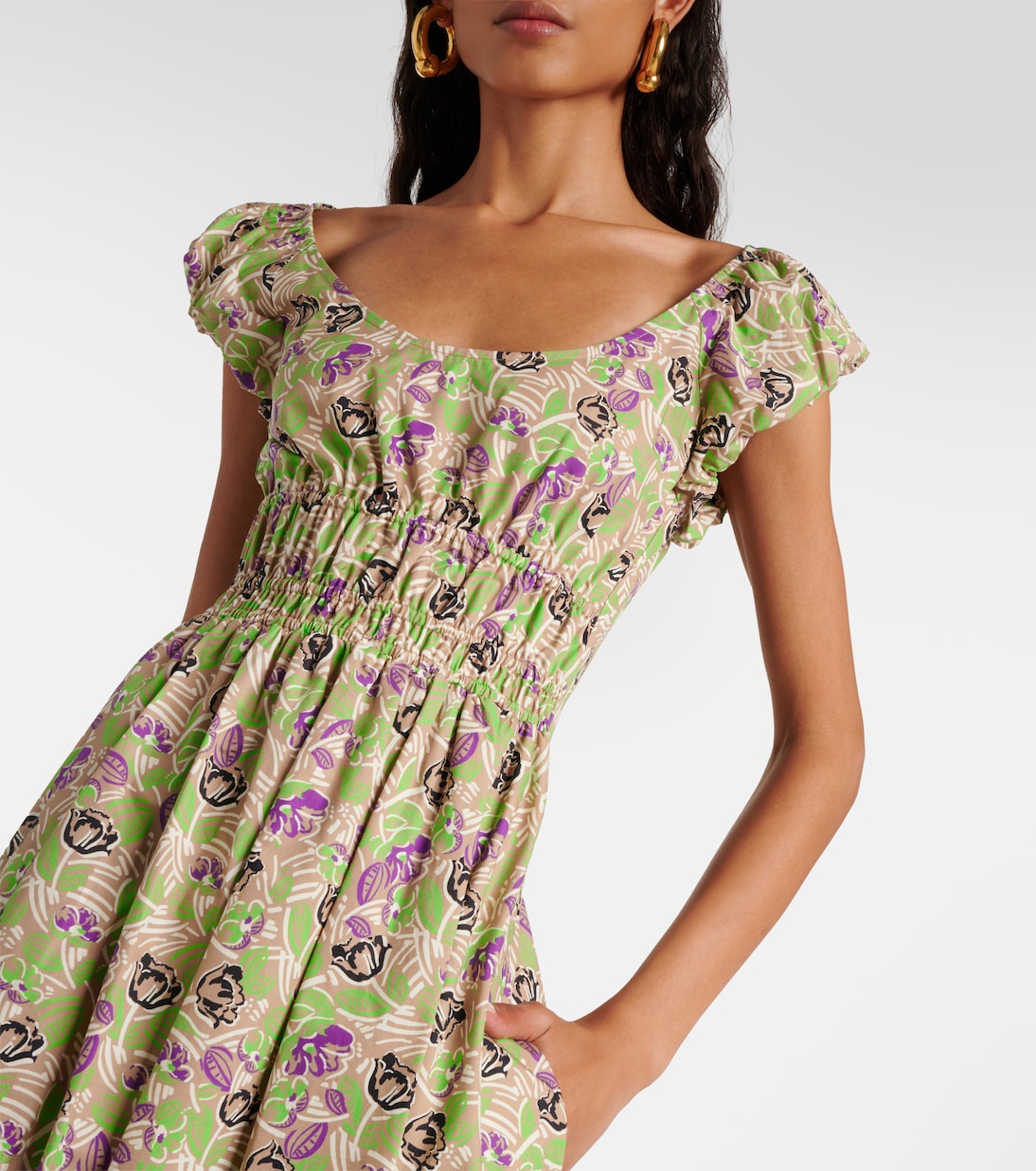 Abito midi in cotone con stampa floreale | Tory Burch