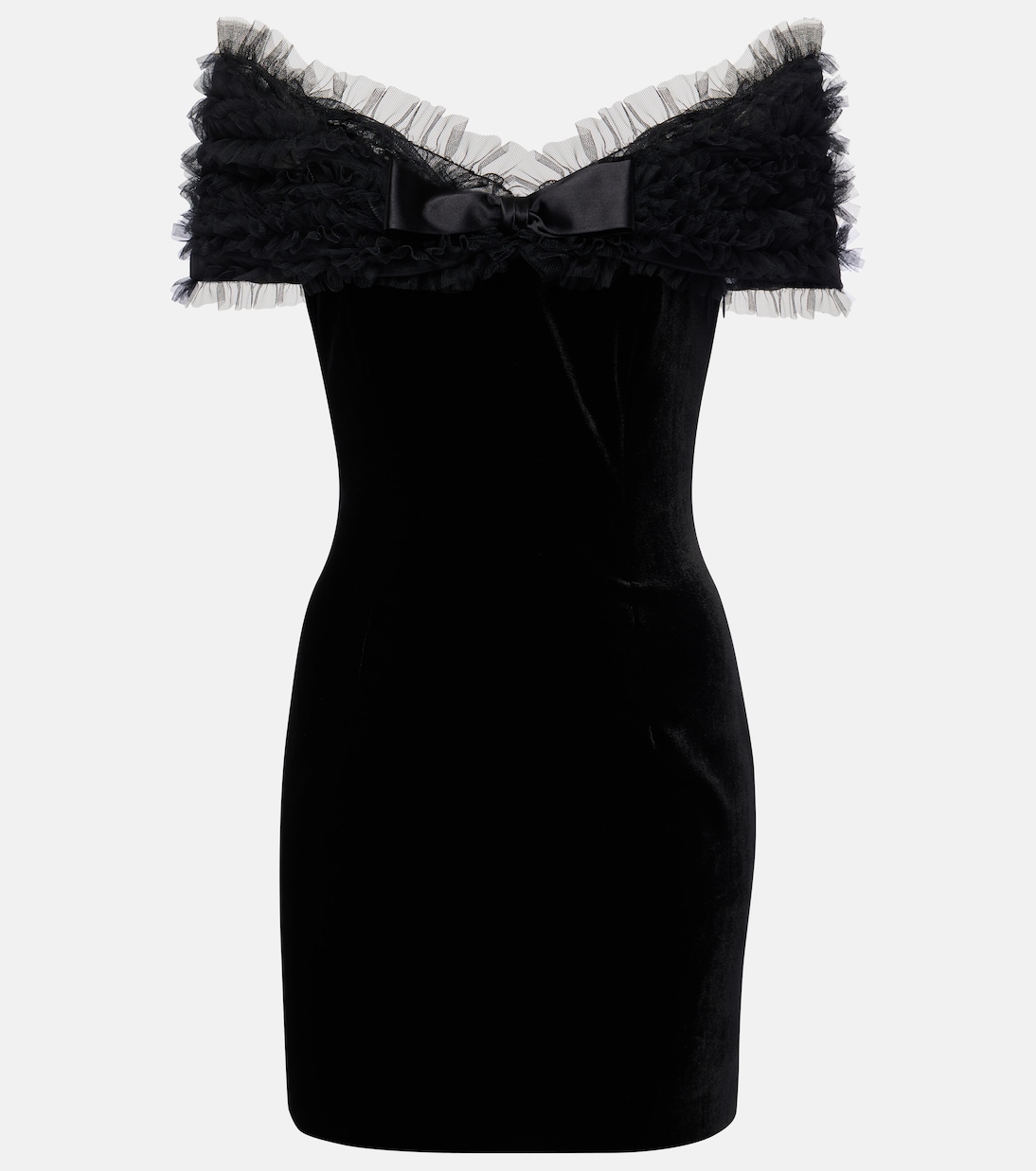 Off-shoulder velvet and tulle minidress | Alessandra Rich