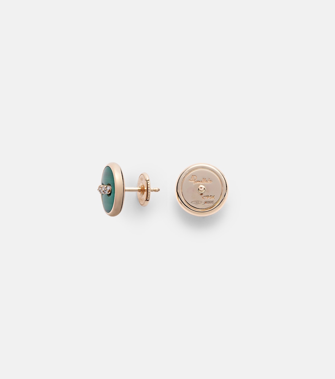 Boucles d'oreilles Pom Pom Dot en or rose 18 ct, malachite et diamants | Pomellato