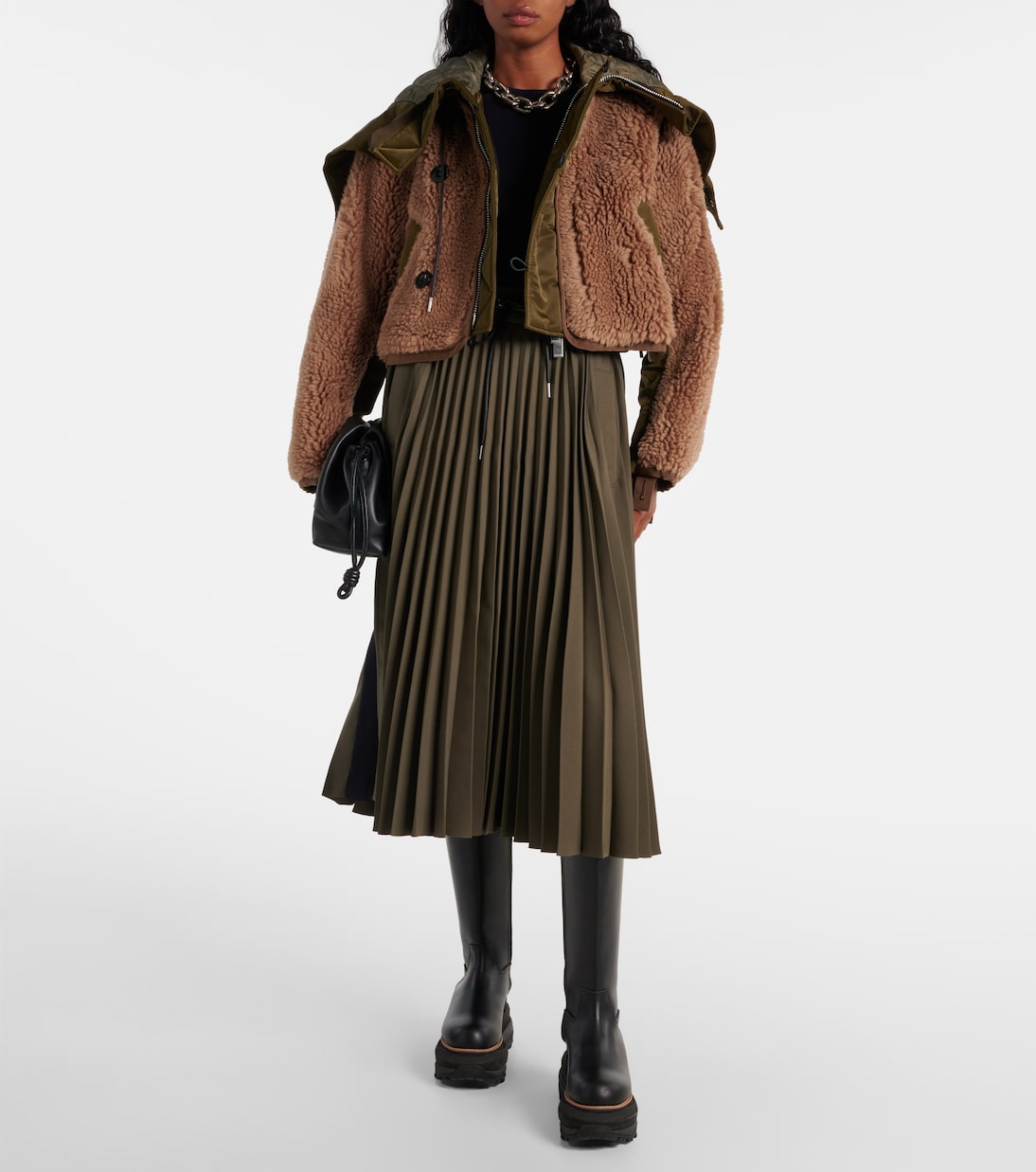 Chaqueta de pelo sintético con sarga | Sacai
