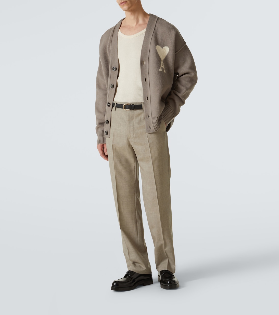 Virgin wool canvas straight pants | Ami Paris