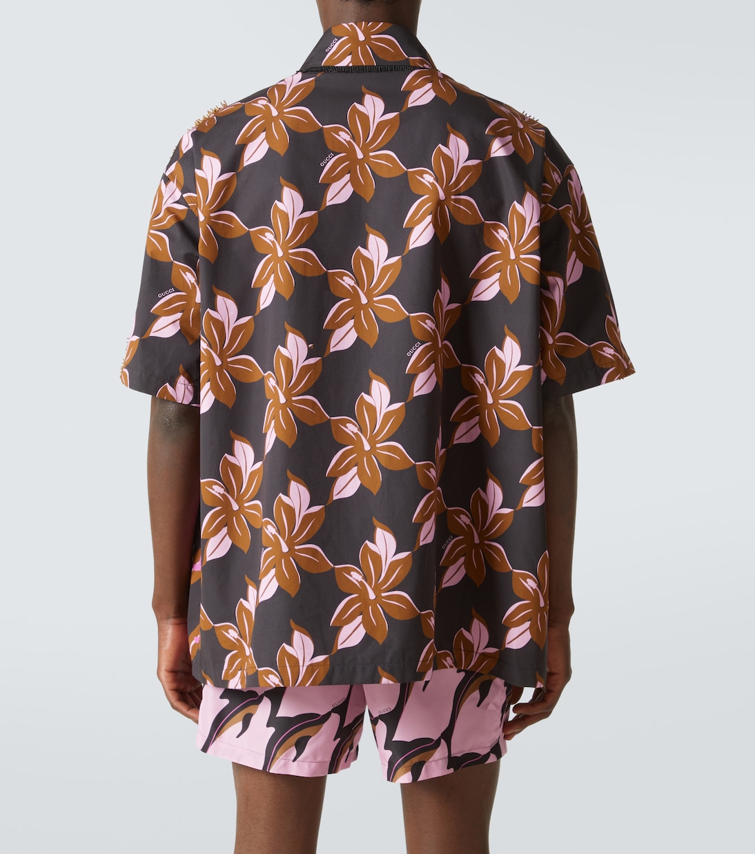Camicia in cotone con stampa e frange | Gucci