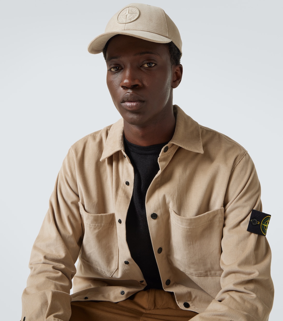 Compass embroidered corduroy baseball cap | Stone Island