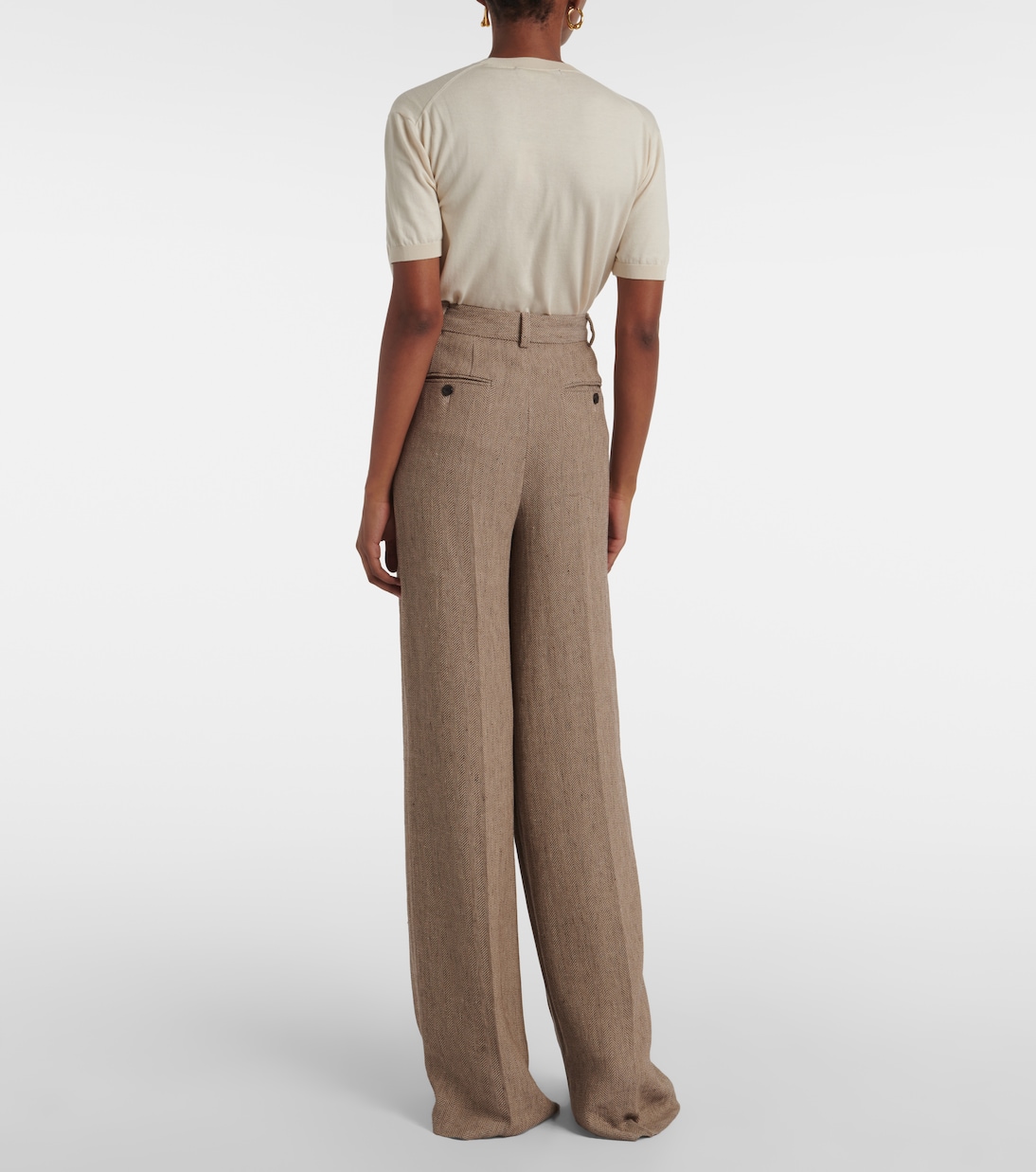 Pantaloni a gamba larga Nyack in crêpe chevron di lino | Loro Piana