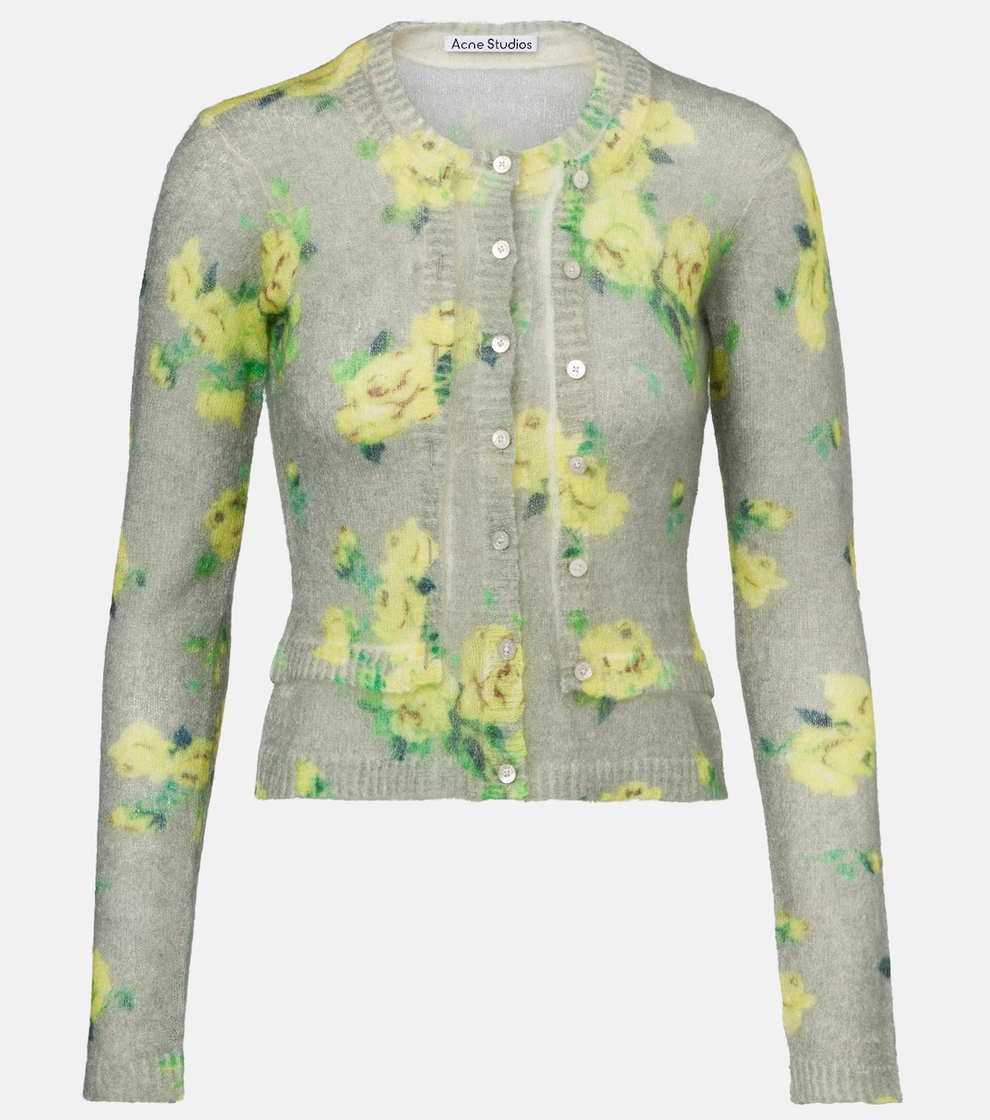 Cardigan in misto mohair con stampa floreale | Acne Studios