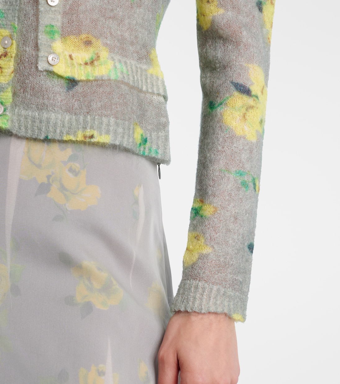 Cardigan in misto mohair con stampa floreale | Acne Studios