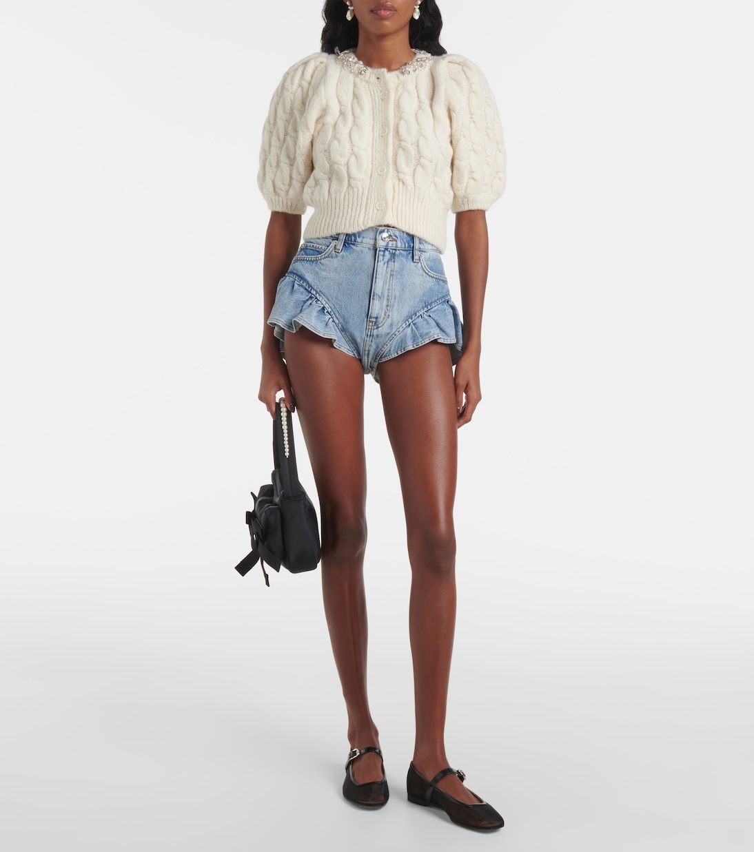 Shorts Ruffle Bloomer en denim | Frame