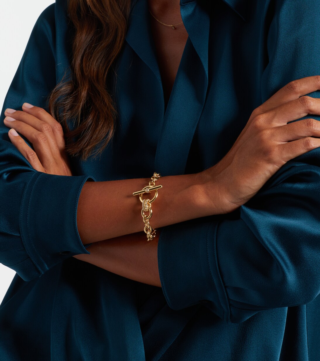 Mercer 18kt gold bracelet with diamonds | David Yurman
