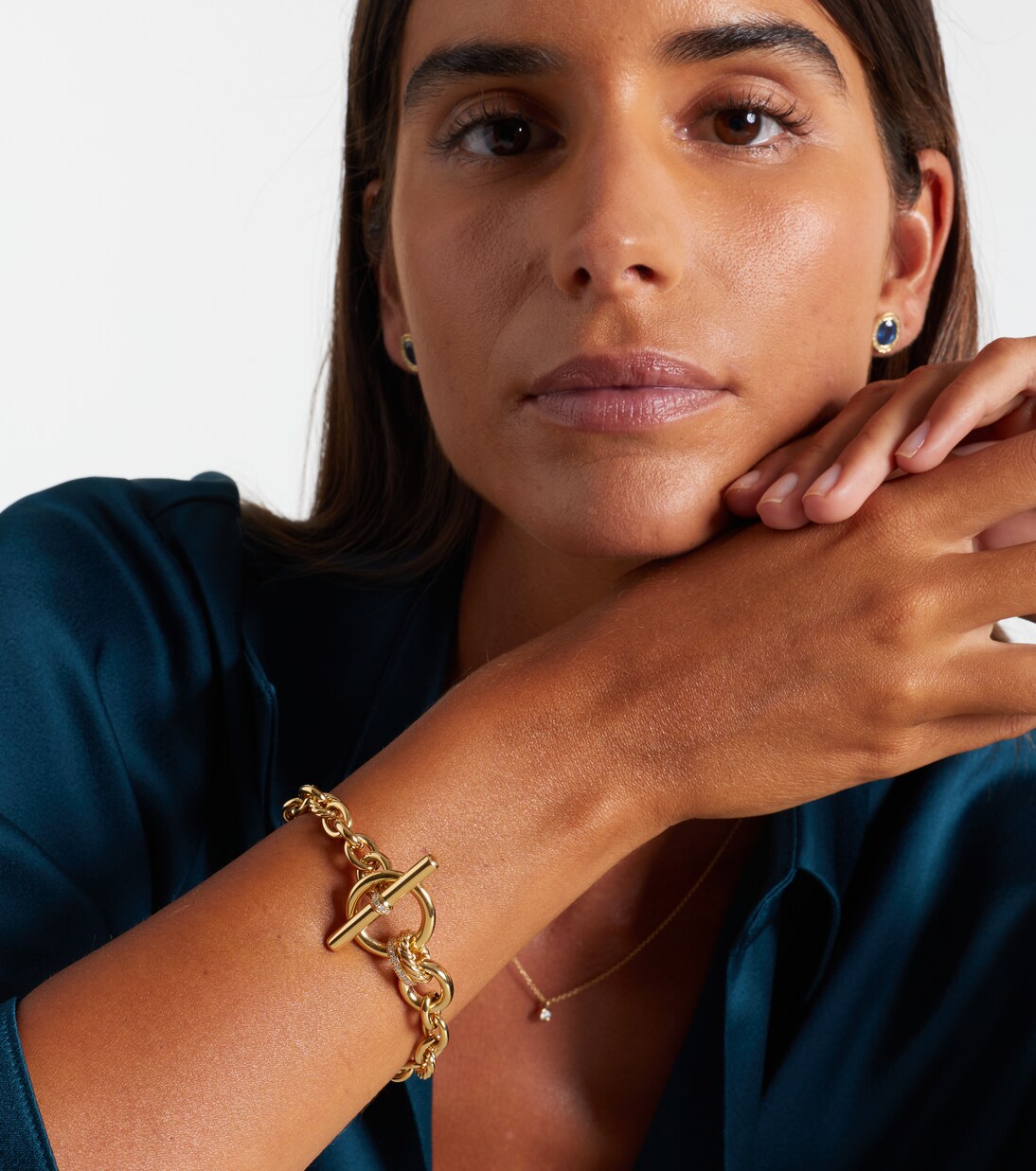 Mercer 18kt gold bracelet with diamonds | David Yurman