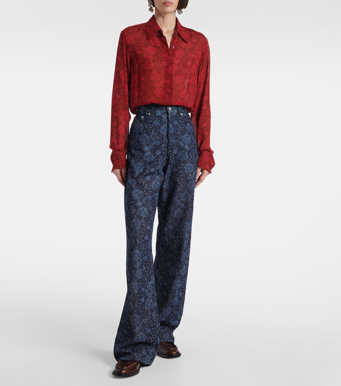 Jeans a gamba larga con stampa | Dries Van Noten