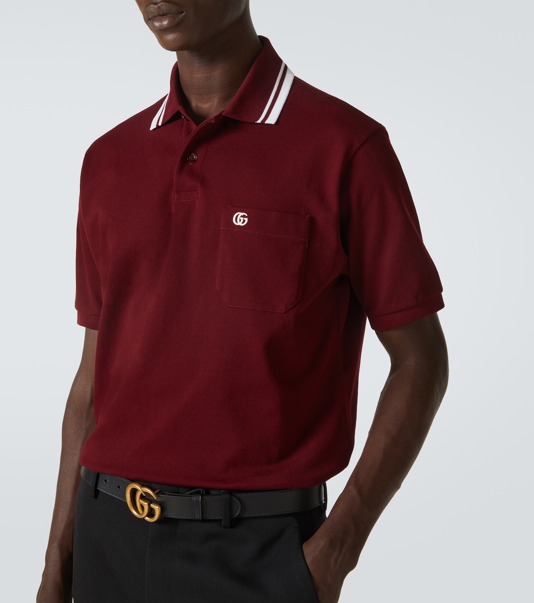 Polo in piqué di misto cotone Double G | Gucci