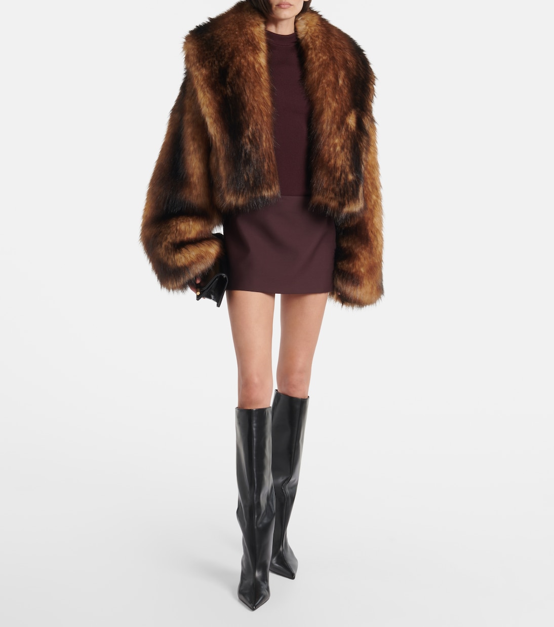 Cropped oversized faux fur coat | David Koma