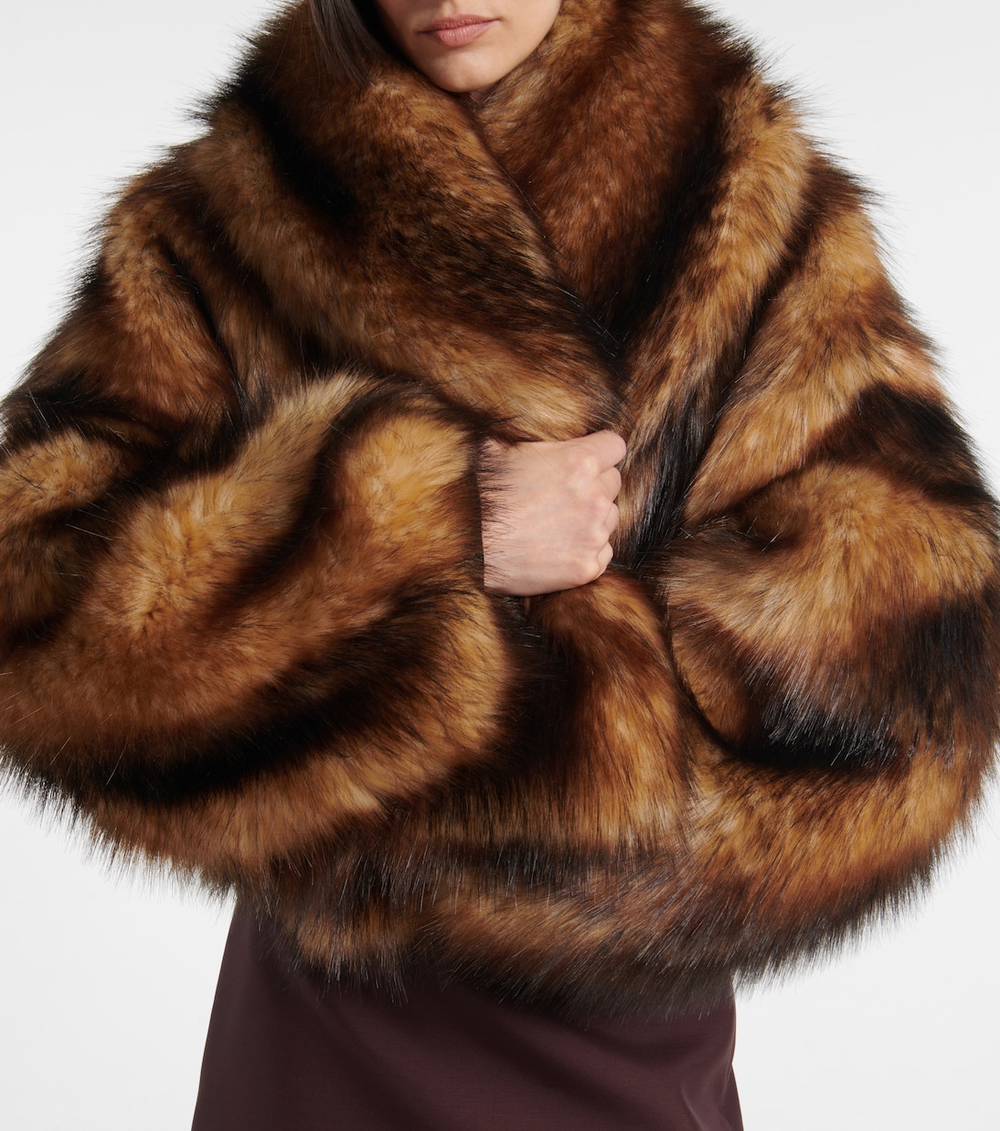 Cropped oversized faux fur coat | David Koma