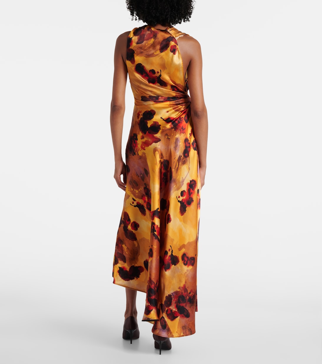 Gathered lace-trimmed silk satin gown | Victoria Beckham