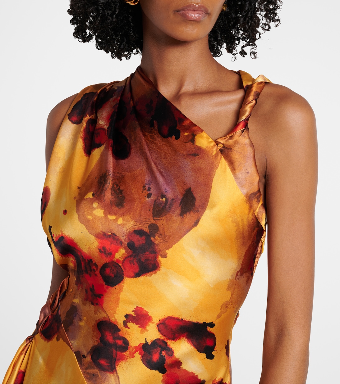 Gathered lace-trimmed silk satin gown | Victoria Beckham