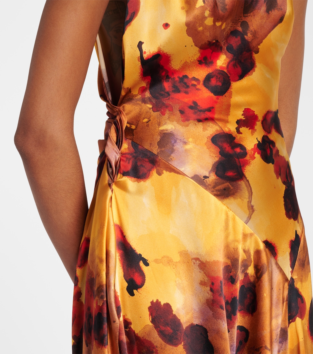 Gathered lace-trimmed silk satin gown | Victoria Beckham
