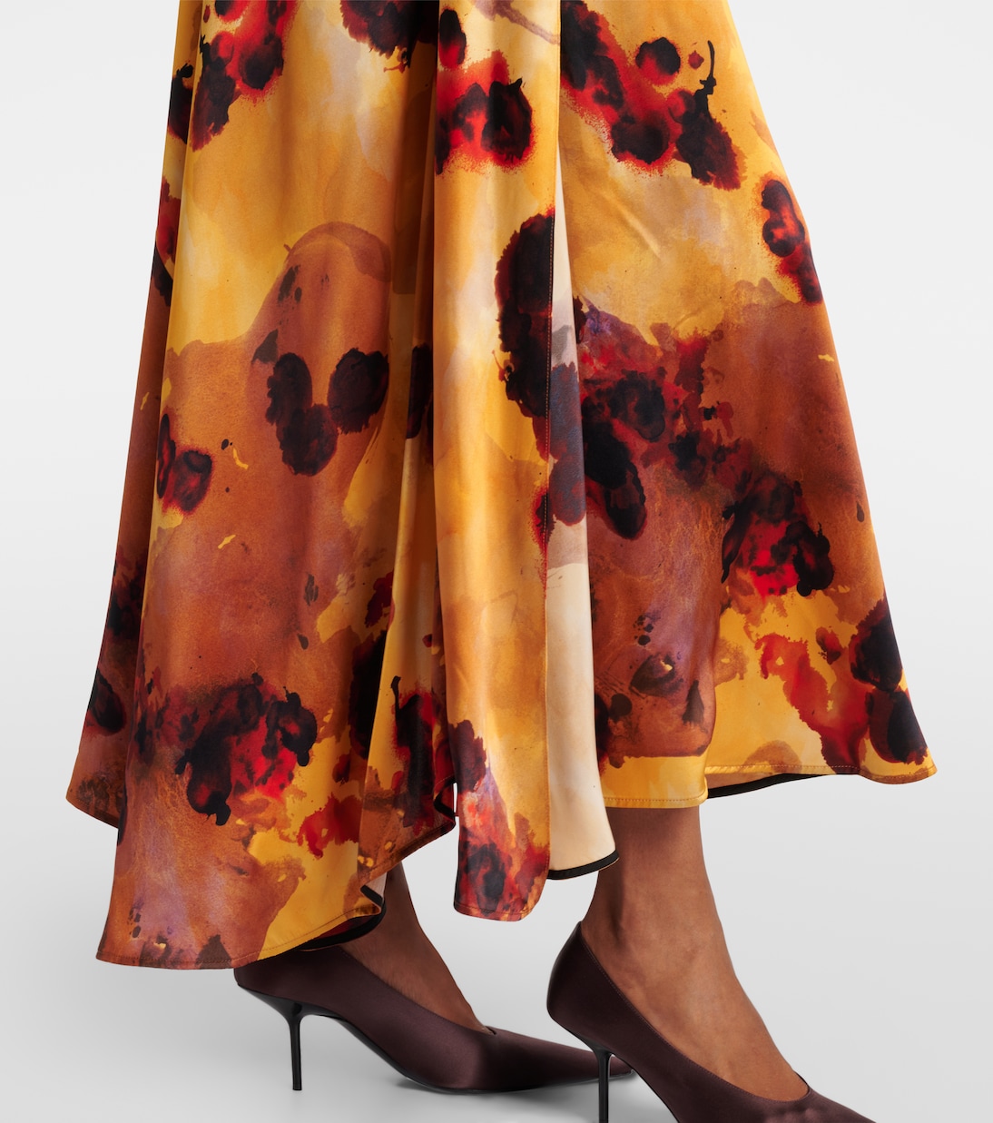 Gathered lace-trimmed silk satin gown | Victoria Beckham