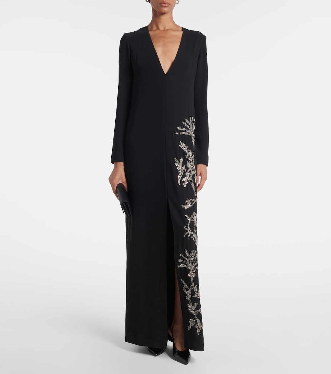 Robe longue Vita en crêpe à perles | Costarellos