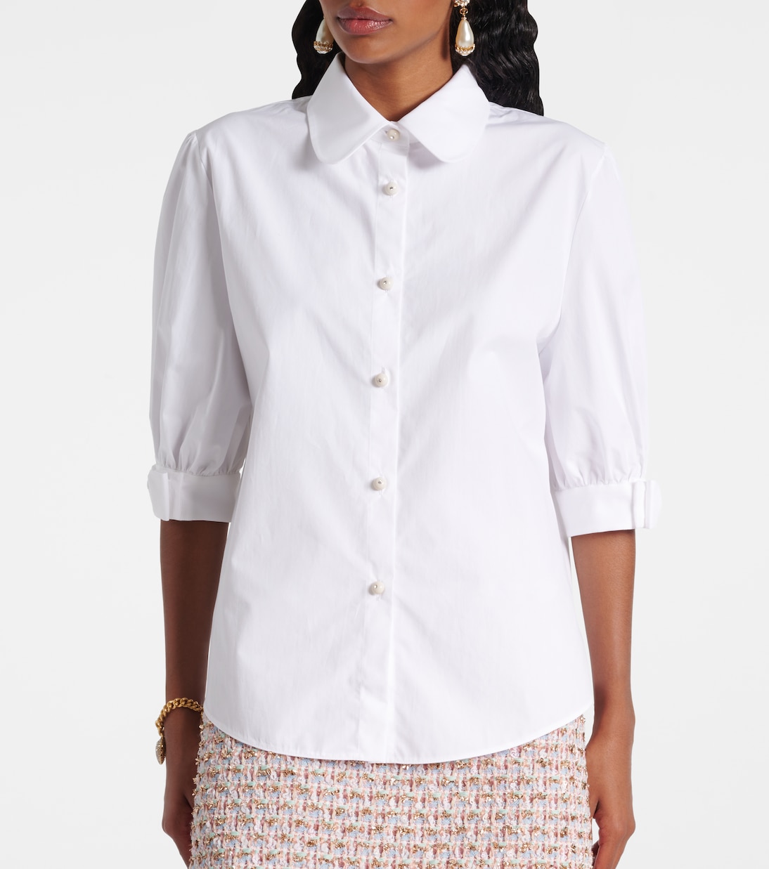 Bow-detail cotton poplin shirt | Valentino
