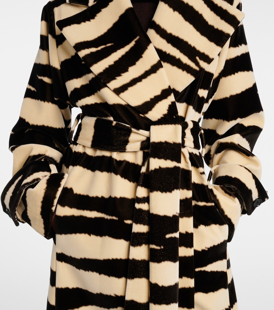 Zebra-print cotton velvet wrap coat | Nina Ricci