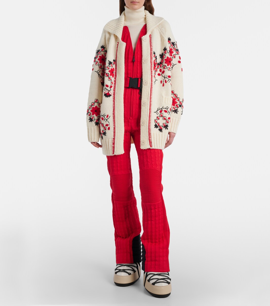 Cárdigan en mezcla de lana bordado | Moncler Grenoble