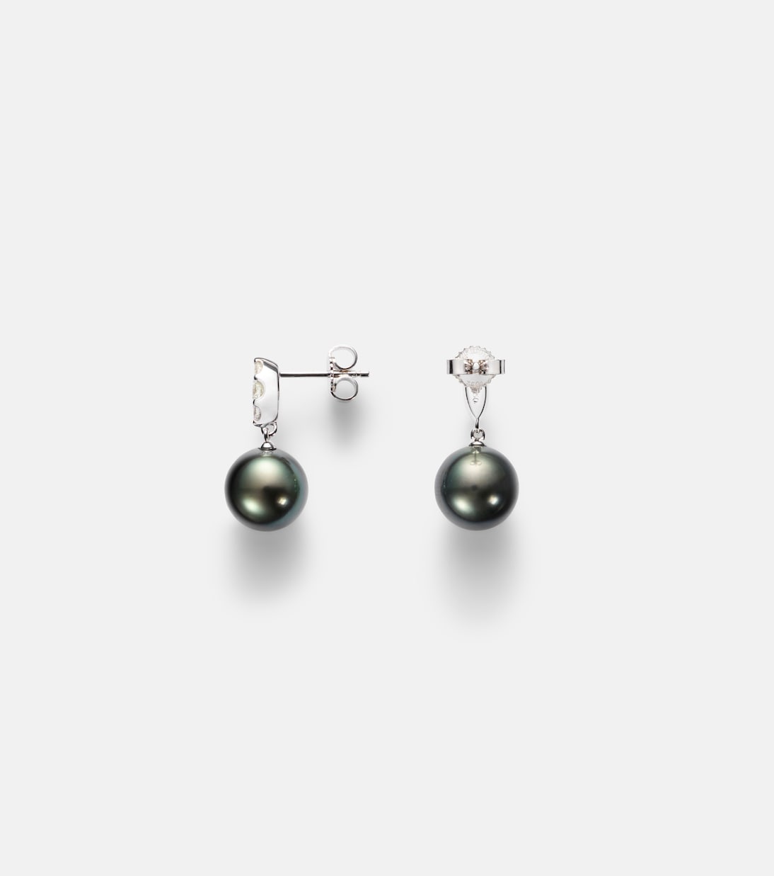 18kt white gold drop earrings with pearls and diamonds | Mikimoto