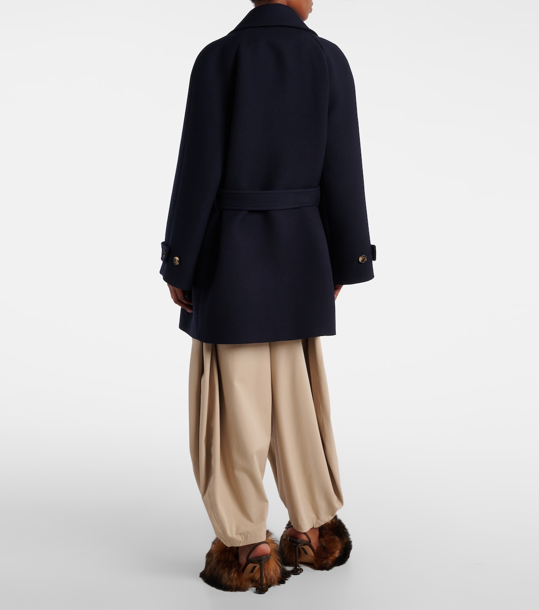 Belted double-breasted wool coat | Loewe
