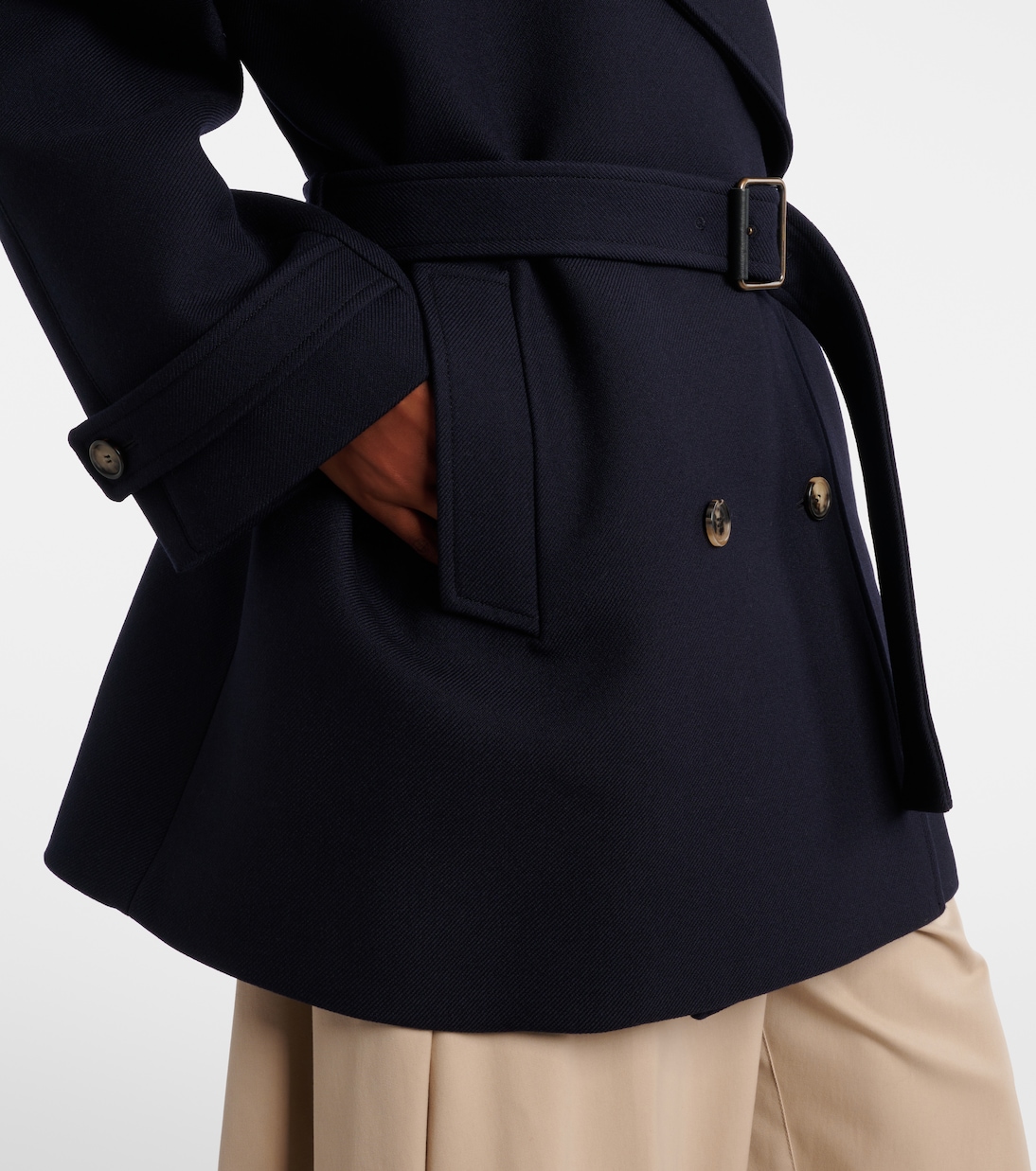 Belted double-breasted wool coat | Loewe