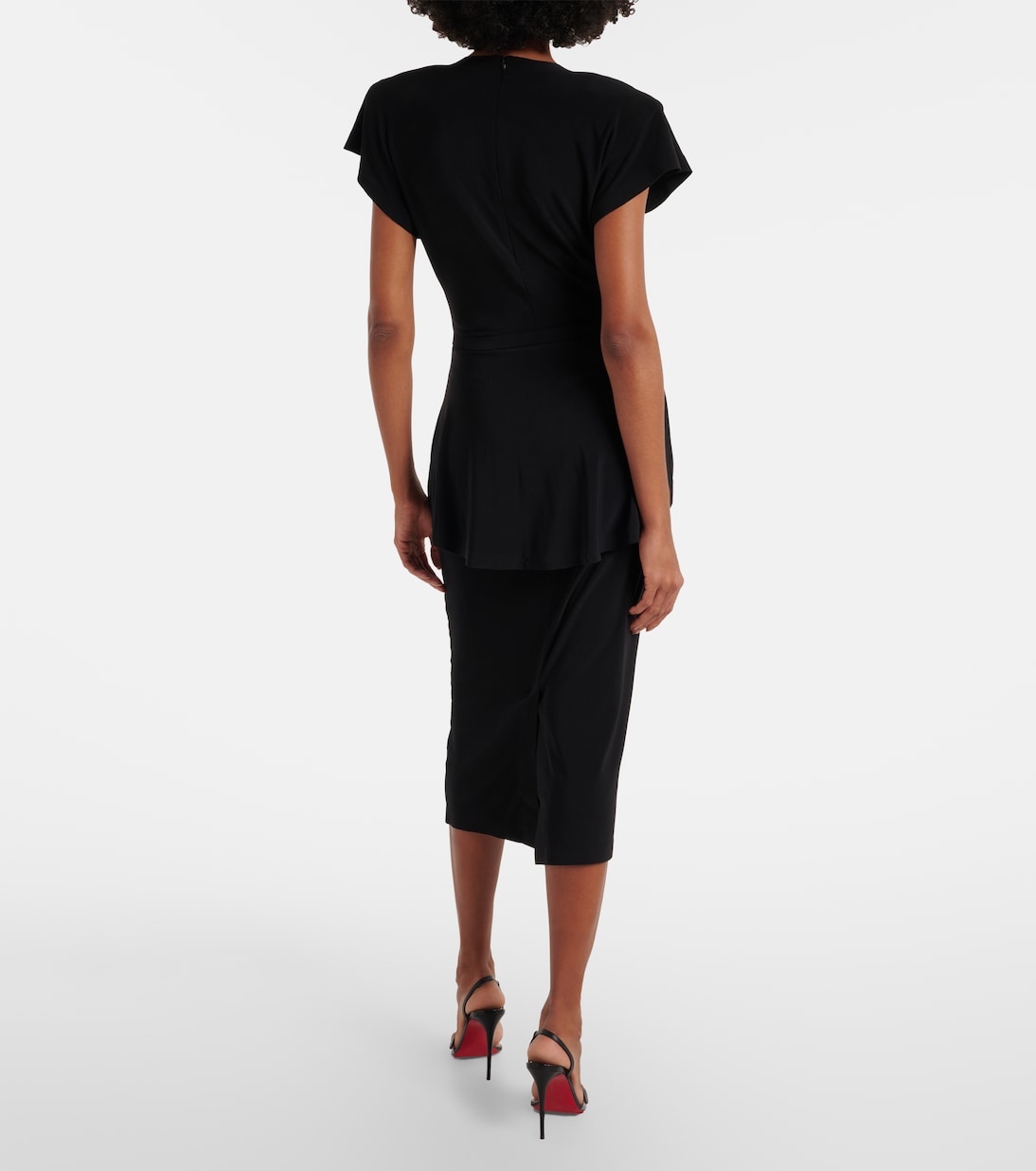 Belted peplum midi dress | Norma Kamali