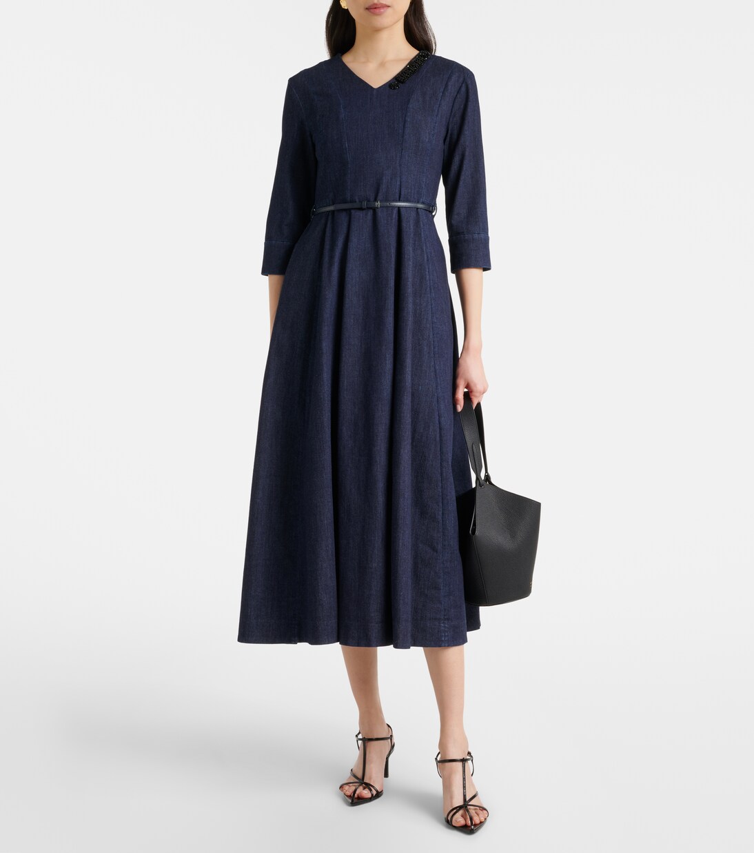 Vela embellished belted denim midi dress | 'S Max Mara