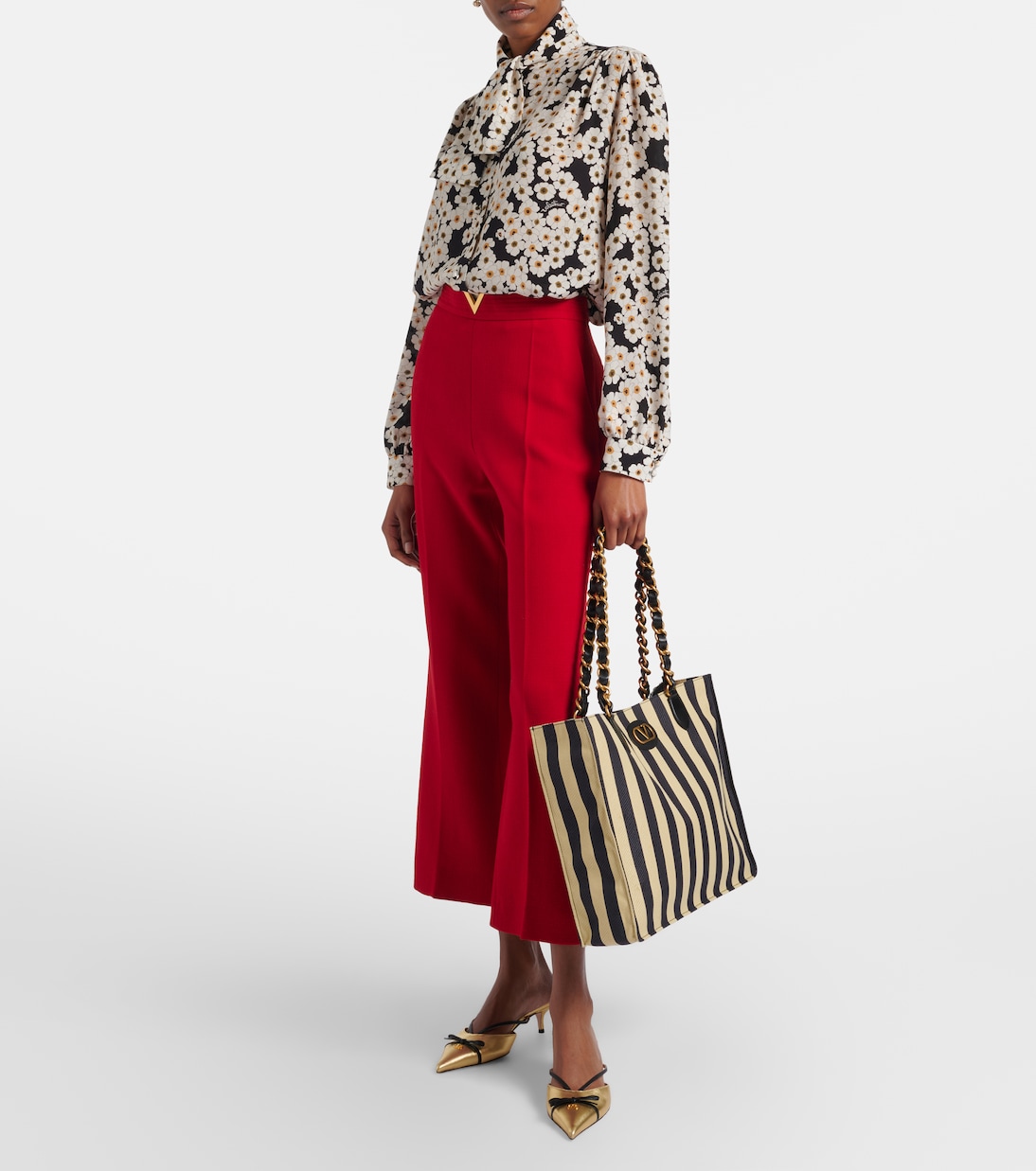 Laseine Large striped tote bag | Valentino Garavani