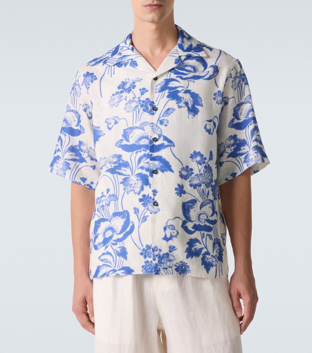 Floral linen bowling shirt | Commas