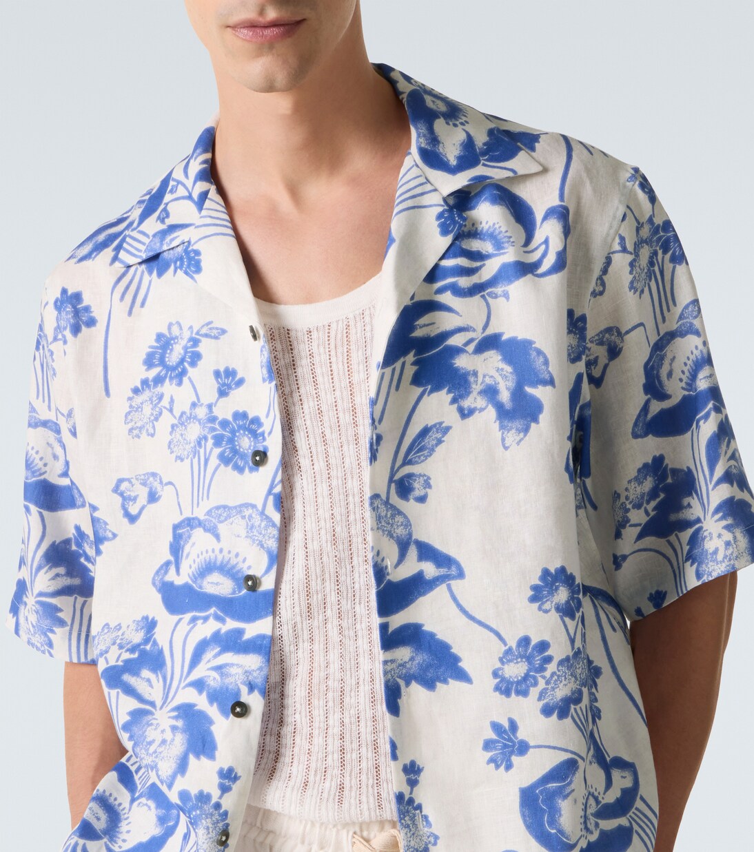 Floral linen bowling shirt | Commas