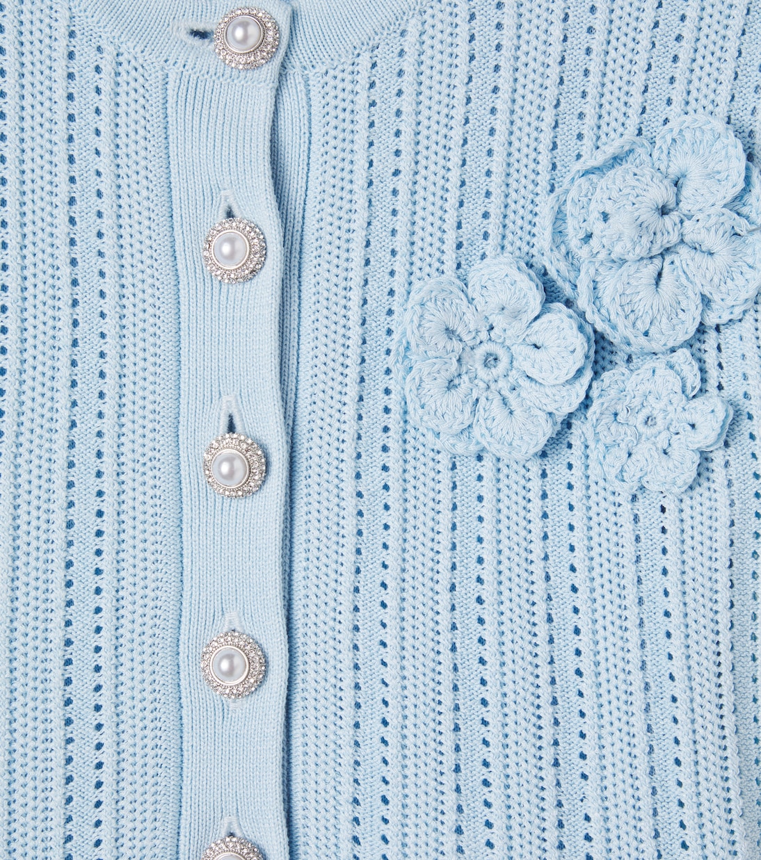 Floral-appliqué pointelle dress | Self-Portrait Kids