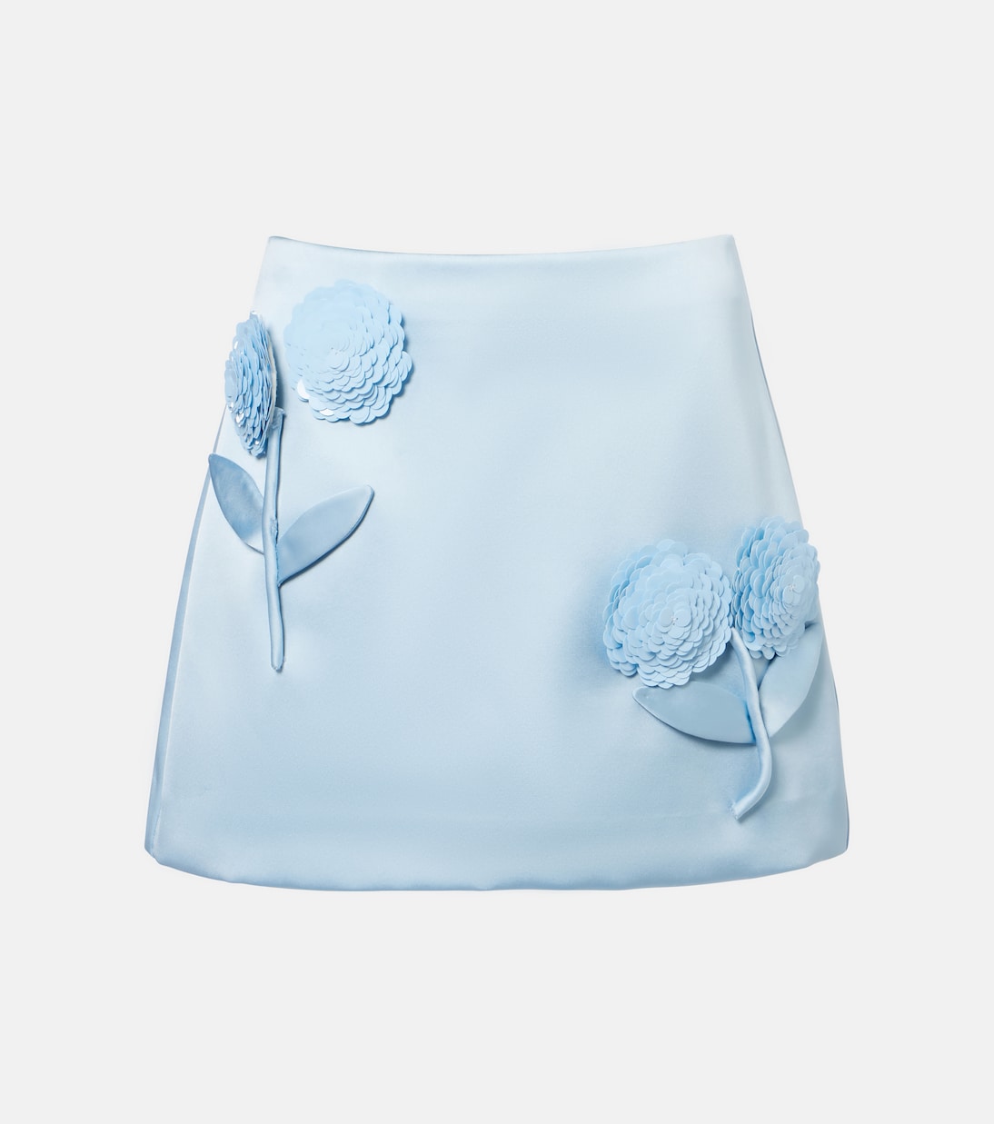 Floral-appliqué satin miniskirt | Self-Portrait