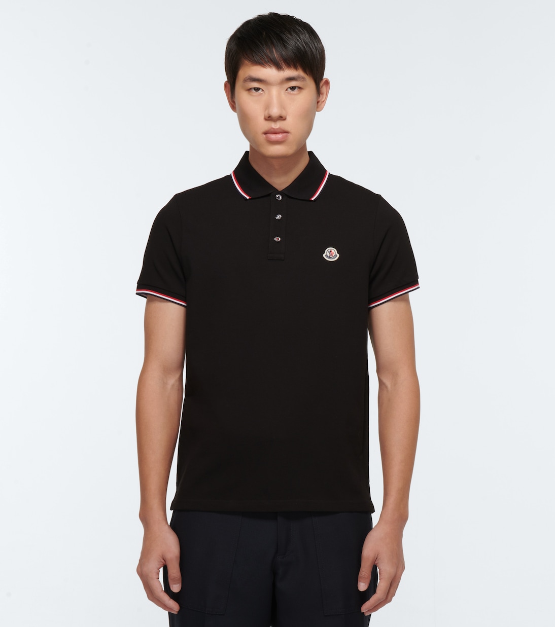 Contrast trimmed cotton polo shirt | Moncler
