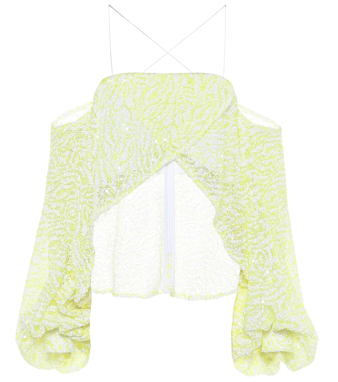 Sequined off-shoulder cropped blouse | Halpern