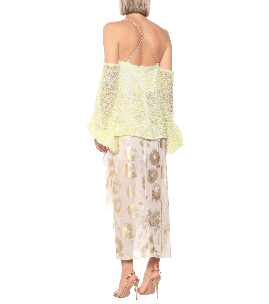 Sequined off-shoulder cropped blouse | Halpern