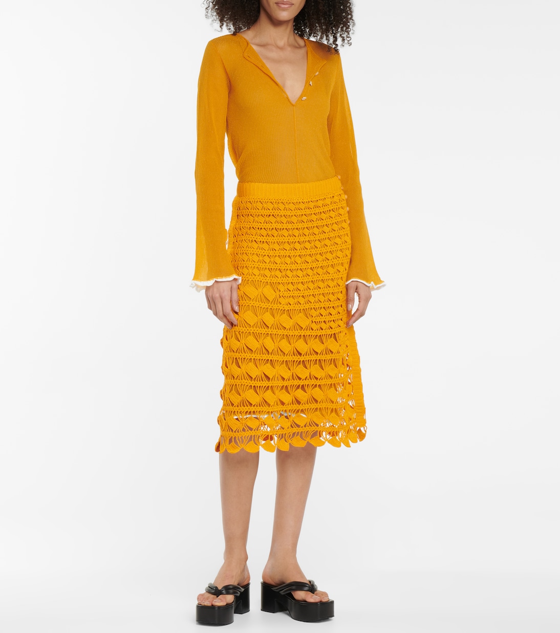 Falda midi de croché de algodón | Acne Studios