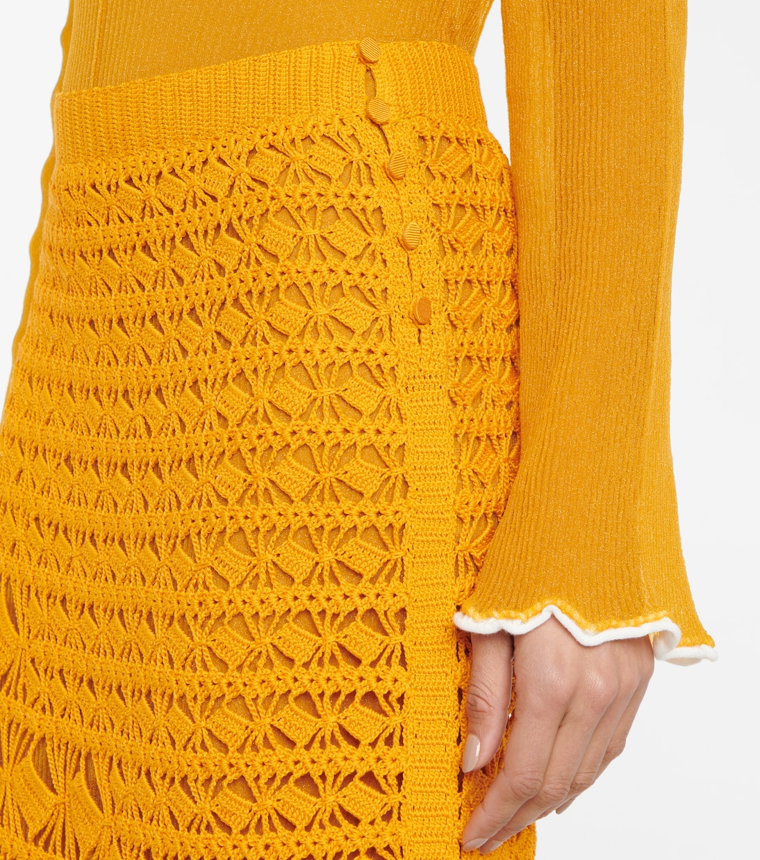 Falda midi de croché de algodón | Acne Studios