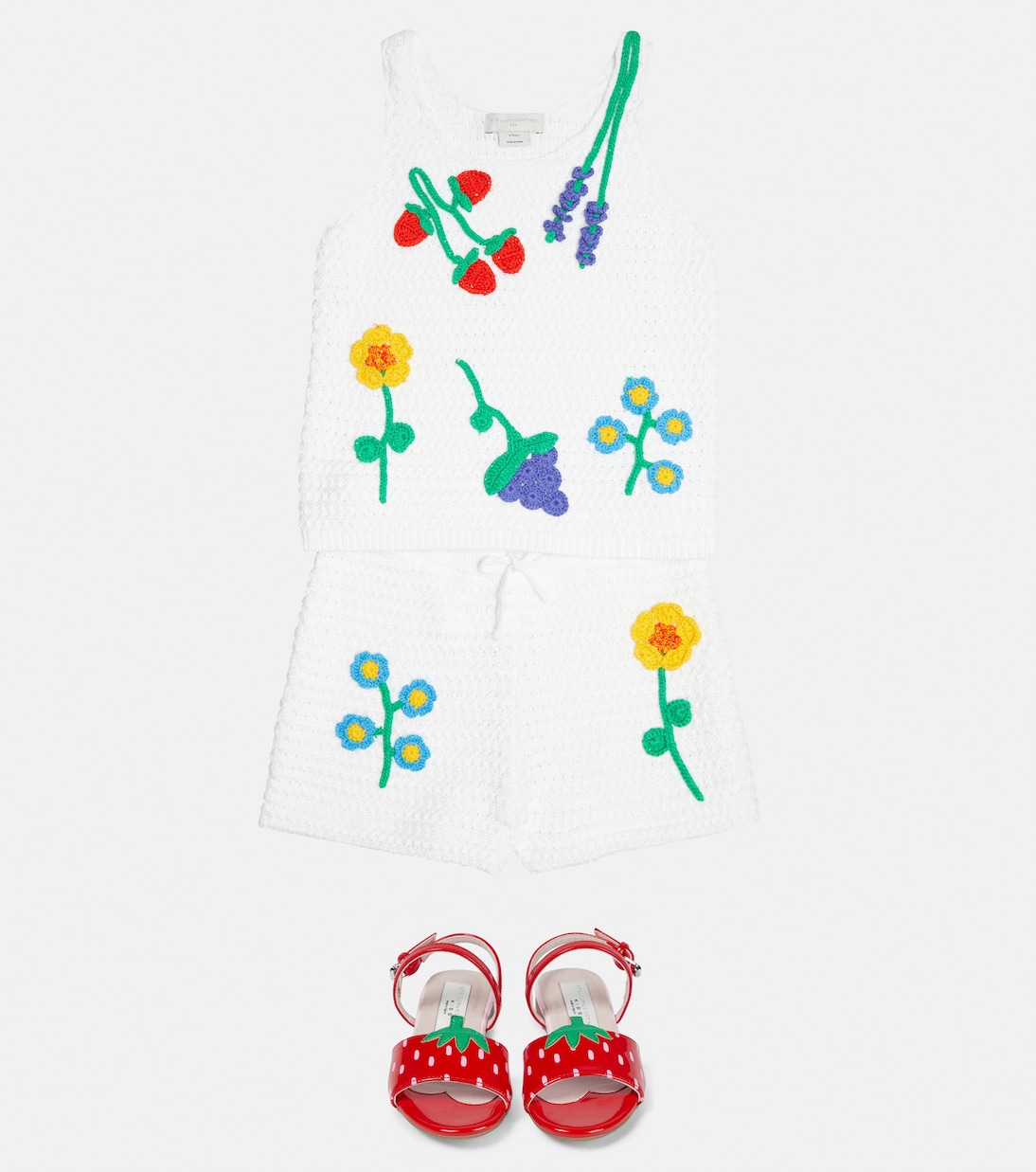 Shorts in crochet di cotone con ricamo | Stella McCartney Kids