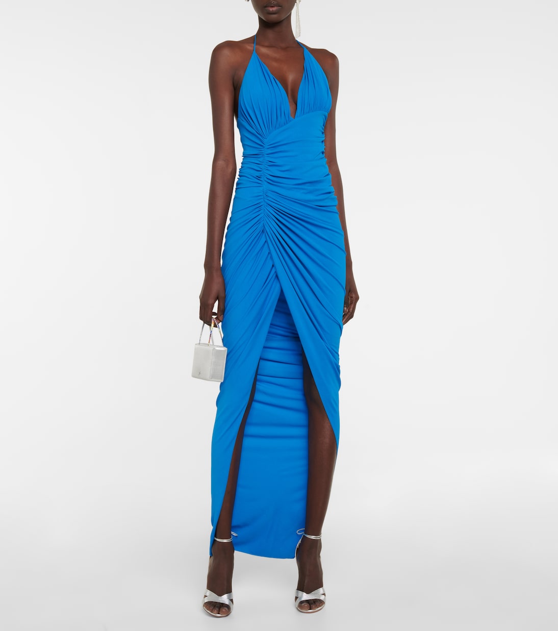 Vestido largo drapeado cuello halter | Alexandre Vauthier